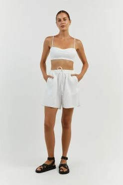 DISSH VIENNA WHITE LINEN CURVED CROP TOP 17 DISSH VIENNA WHITE LINEN CURVED CROP TOP -DISSH all-clothing Shop DFS04099LWE.100 10