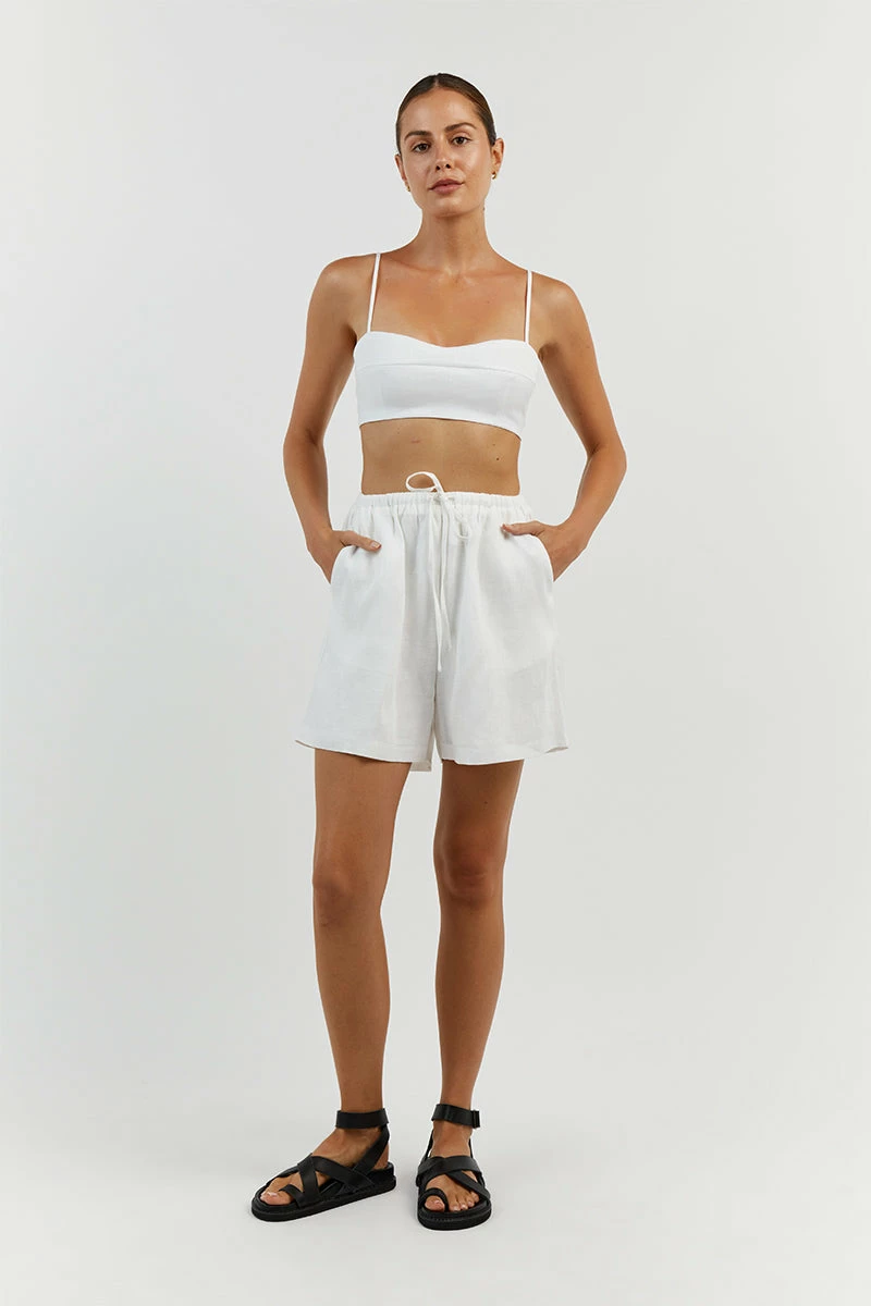 DISSH VIENNA WHITE LINEN CURVED CROP TOP 7 DISSH VIENNA WHITE LINEN CURVED CROP TOP - Image 7