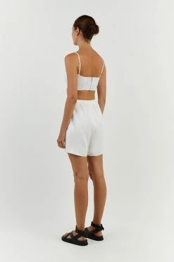 DISSH VIENNA WHITE LINEN CURVED CROP TOP 20 DISSH VIENNA WHITE LINEN CURVED CROP TOP -DISSH all-clothing Shop DFS04099LWE.100 13