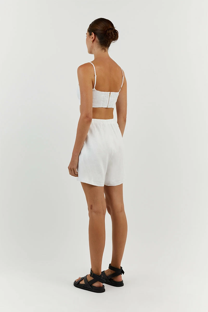 DISSH VIENNA WHITE LINEN CURVED CROP TOP 10 DISSH VIENNA WHITE LINEN CURVED CROP TOP - Image 10