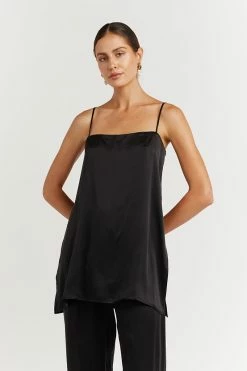 DISSH EVANS BLACK SILK TUNIC TOP