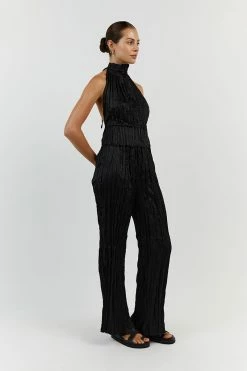 DISSH CORI BLACK HIGH NECK CRINKLE TOP -DISSH all-clothing Shop DFS04126BK.600 12