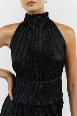 DISSH CORI BLACK HIGH NECK CRINKLE TOP -DISSH all-clothing Shop DFS04126BK.600 14