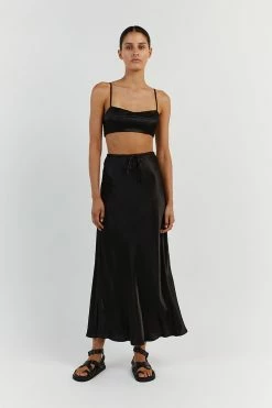 DISSH SIMONE BLACK SATIN CROP TOP