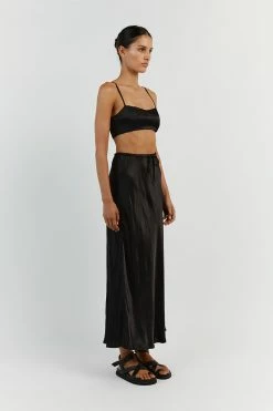 DISSH SIMONE BLACK SATIN CROP TOP -DISSH all-clothing Shop DFS04172BK.600 12