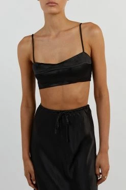 DISSH SIMONE BLACK SATIN CROP TOP -DISSH all-clothing Shop DFS04172BK.600 14