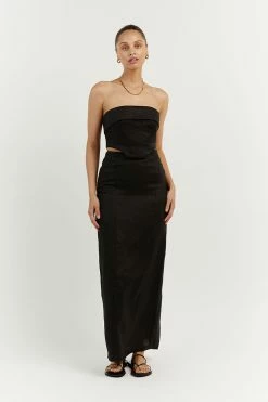 DISSH LILY BLACK LINEN CORSET