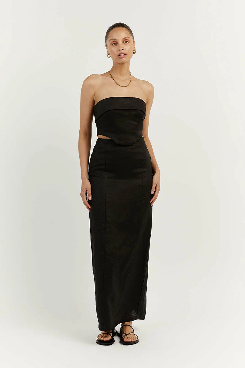 DISSH LILY BLACK LINEN CORSET 1 DISSH LILY BLACK LINEN CORSET