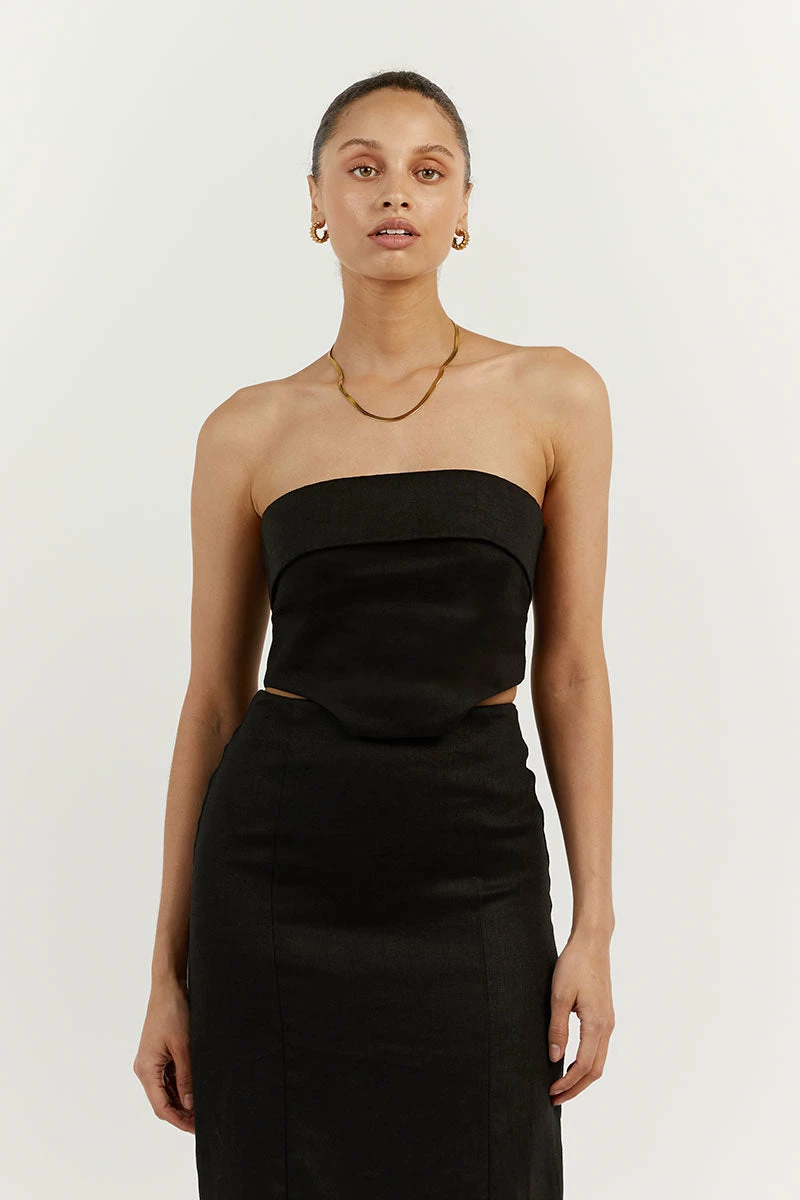 DISSH LILY BLACK LINEN CORSET 2 DISSH LILY BLACK LINEN CORSET - Image 2