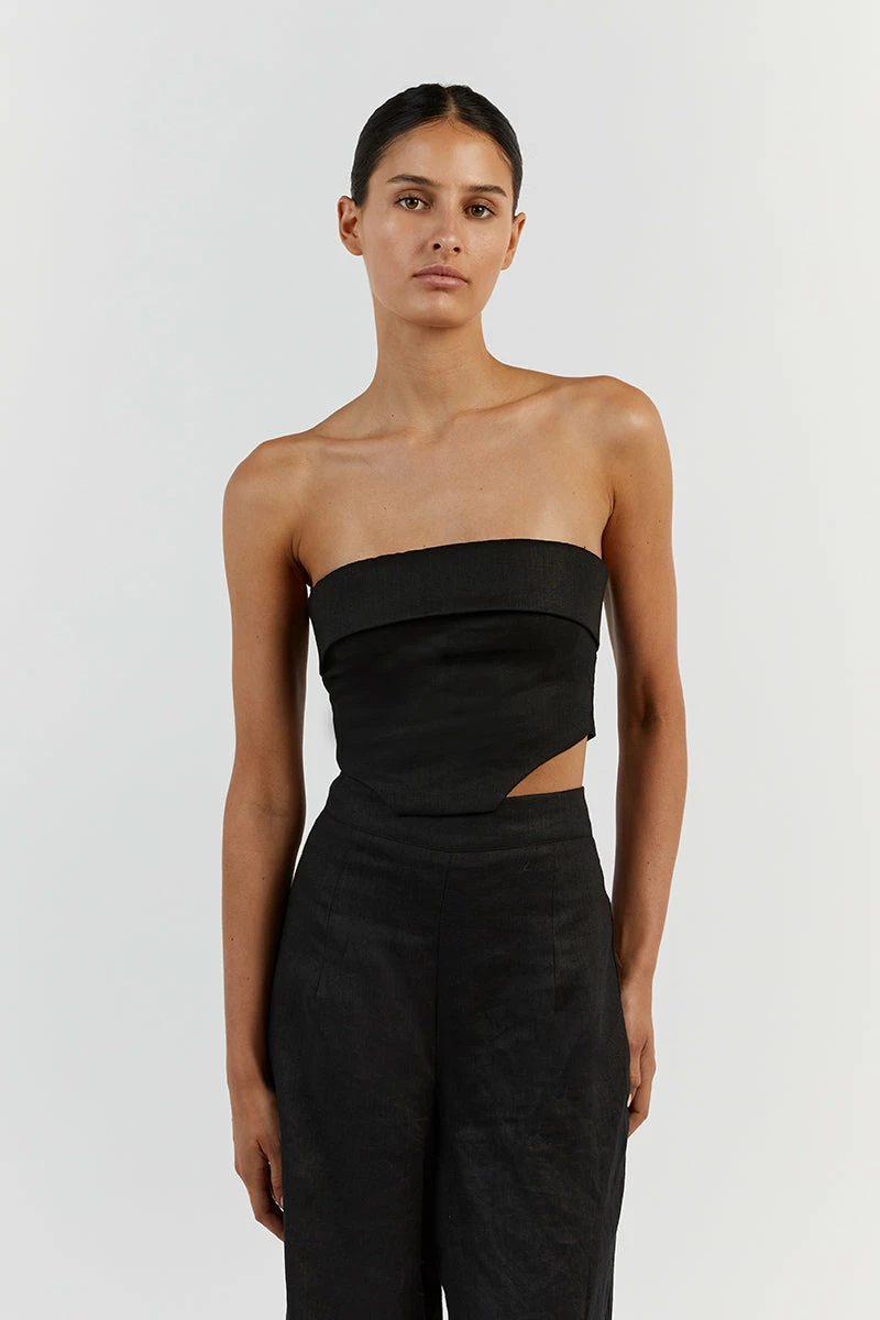 DISSH LILY BLACK LINEN CORSET 7 DISSH LILY BLACK LINEN CORSET - Image 7