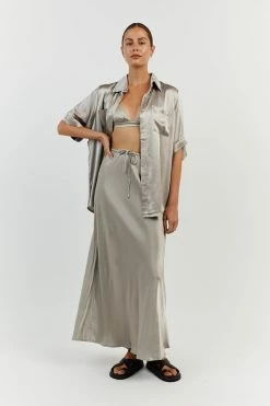 DISSH BOBBY PEWTER SATIN BRALETTE