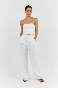 DISSH LILY WHITE LINEN STRAPLESS TOP