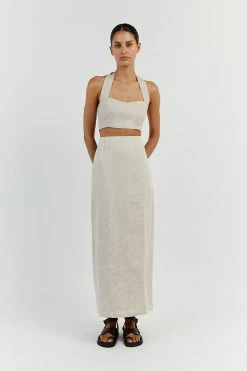 DISSH WILLOW NATURAL LINEN CROP TOP