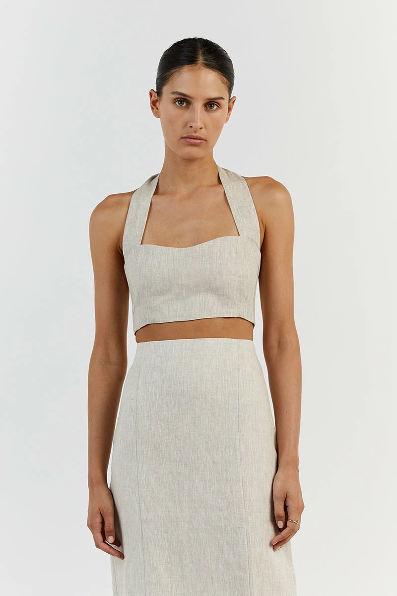 DISSH WILLOW NATURAL LINEN CROP TOP 2 DISSH WILLOW NATURAL LINEN CROP TOP - Image 2