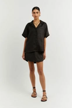 DISSH CAMPBELL BLACK LINEN SHIRT