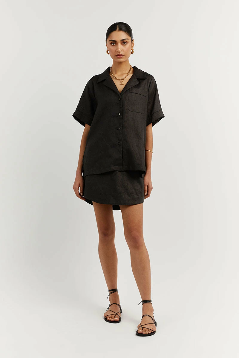 DISSH CAMPBELL BLACK LINEN SHIRT 1 DISSH CAMPBELL BLACK LINEN SHIRT