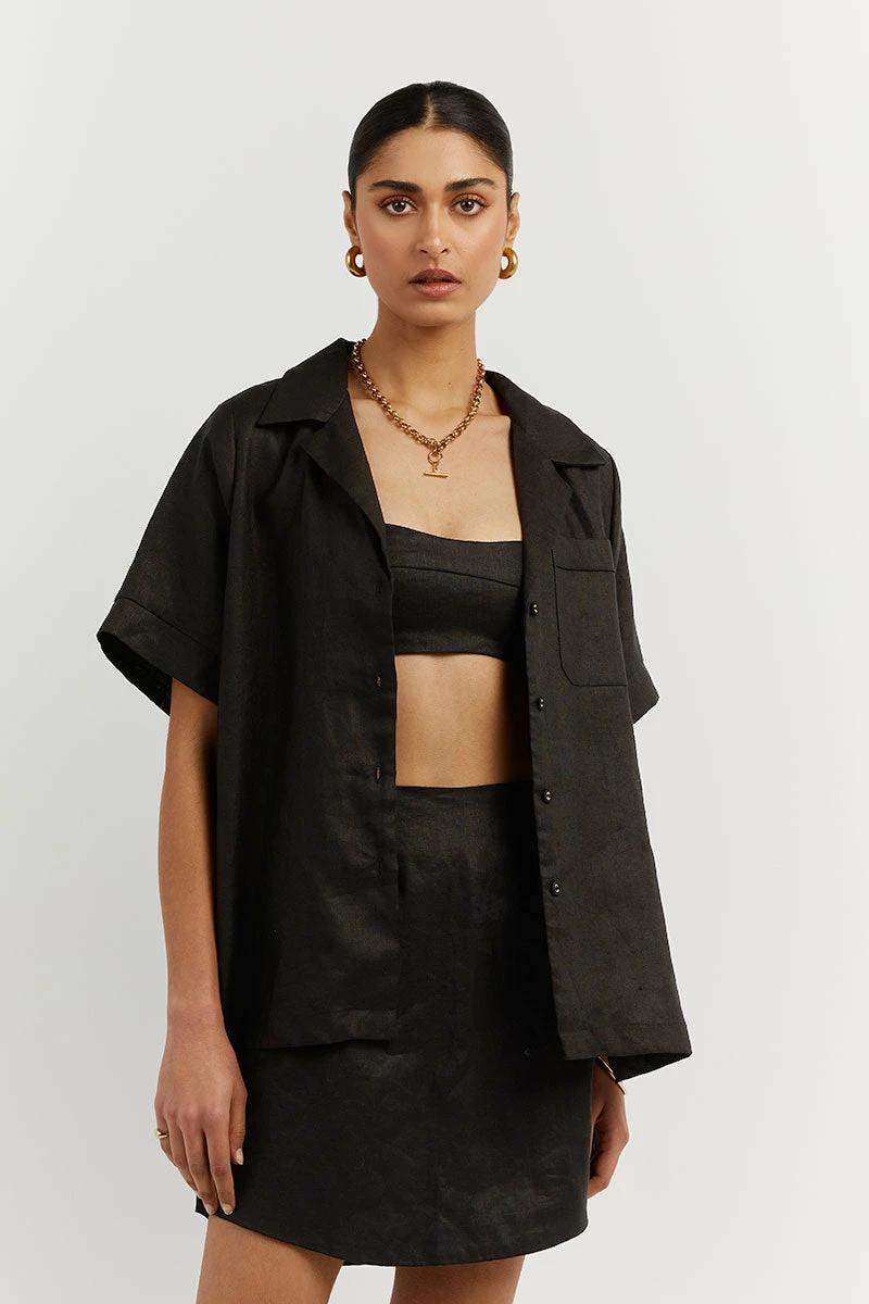 DISSH CAMPBELL BLACK LINEN SHIRT 2 DISSH CAMPBELL BLACK LINEN SHIRT - Image 2