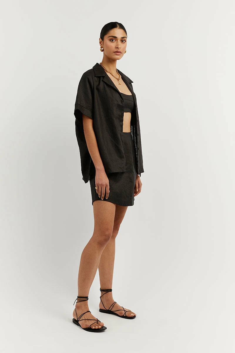 DISSH CAMPBELL BLACK LINEN SHIRT 3 DISSH CAMPBELL BLACK LINEN SHIRT - Image 3