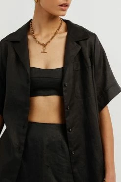 DISSH CAMPBELL BLACK LINEN SHIRT 8 DISSH CAMPBELL BLACK LINEN SHIRT -DISSH all-clothing Shop DFS04207BK.600 3