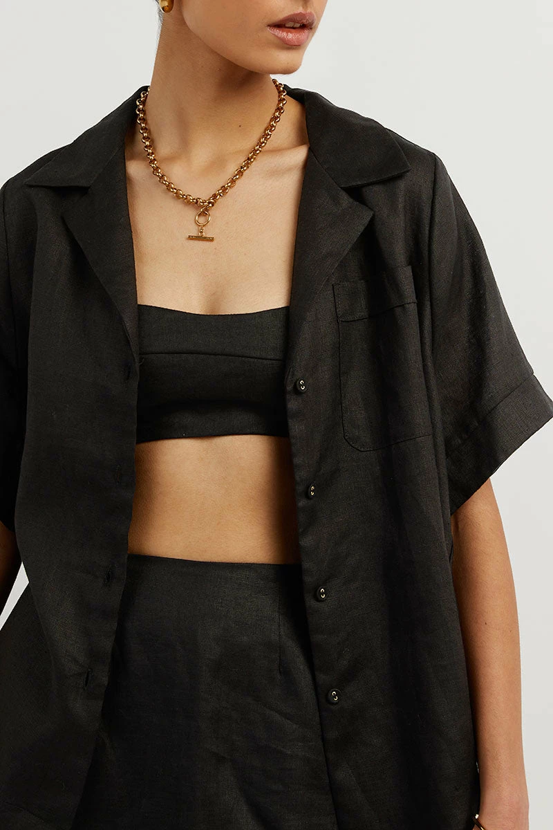 DISSH CAMPBELL BLACK LINEN SHIRT 4 DISSH CAMPBELL BLACK LINEN SHIRT - Image 4