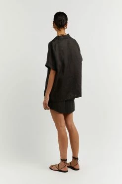 DISSH CAMPBELL BLACK LINEN SHIRT 9 DISSH CAMPBELL BLACK LINEN SHIRT -DISSH all-clothing Shop DFS04207BK.600 4