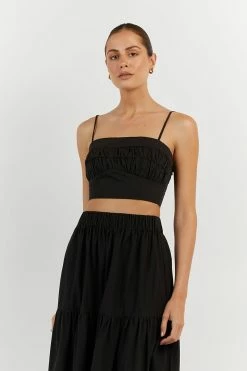 DISSH ELSA BLACK COTTON CROP TOP 8 DISSH ELSA BLACK COTTON CROP TOP -DISSH all-clothing Shop DFS04237BK.600 11