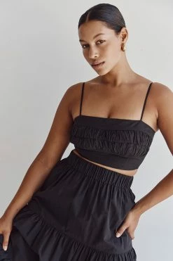 DISSH ELSA BLACK COTTON CROP TOP