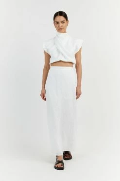 DISSH ALESSI WHITE LINEN CROP TOP