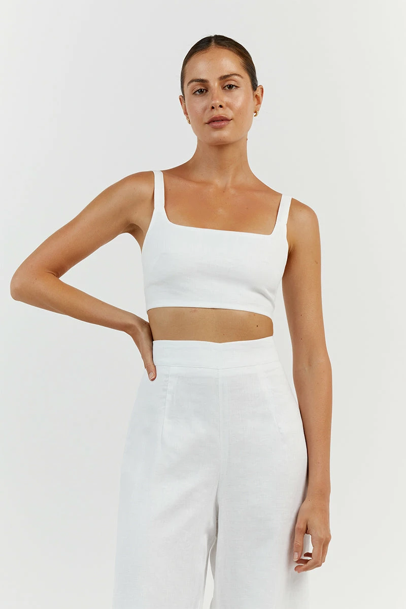 DISSH PENNY WHITE LINEN CROP TOP 6 DISSH PENNY WHITE LINEN CROP TOP - Image 6