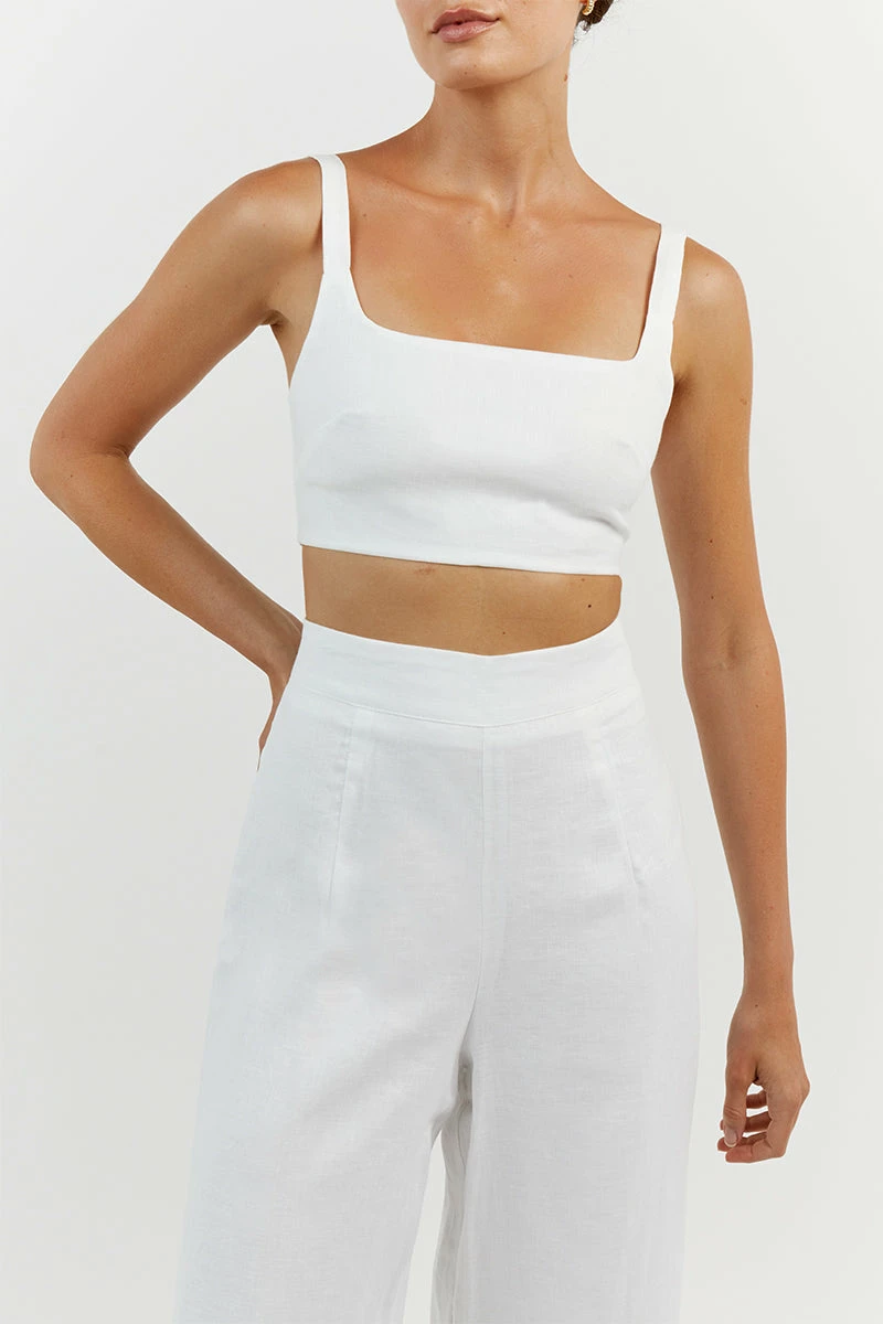 DISSH PENNY WHITE LINEN CROP TOP 10 DISSH PENNY WHITE LINEN CROP TOP - Image 10