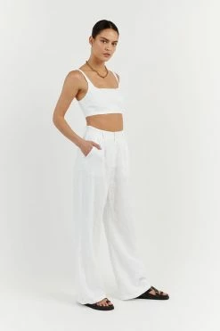 DISSH PENNY WHITE LINEN CROP TOP 12 DISSH PENNY WHITE LINEN CROP TOP -DISSH all-clothing Shop DFS04249WE.100 2