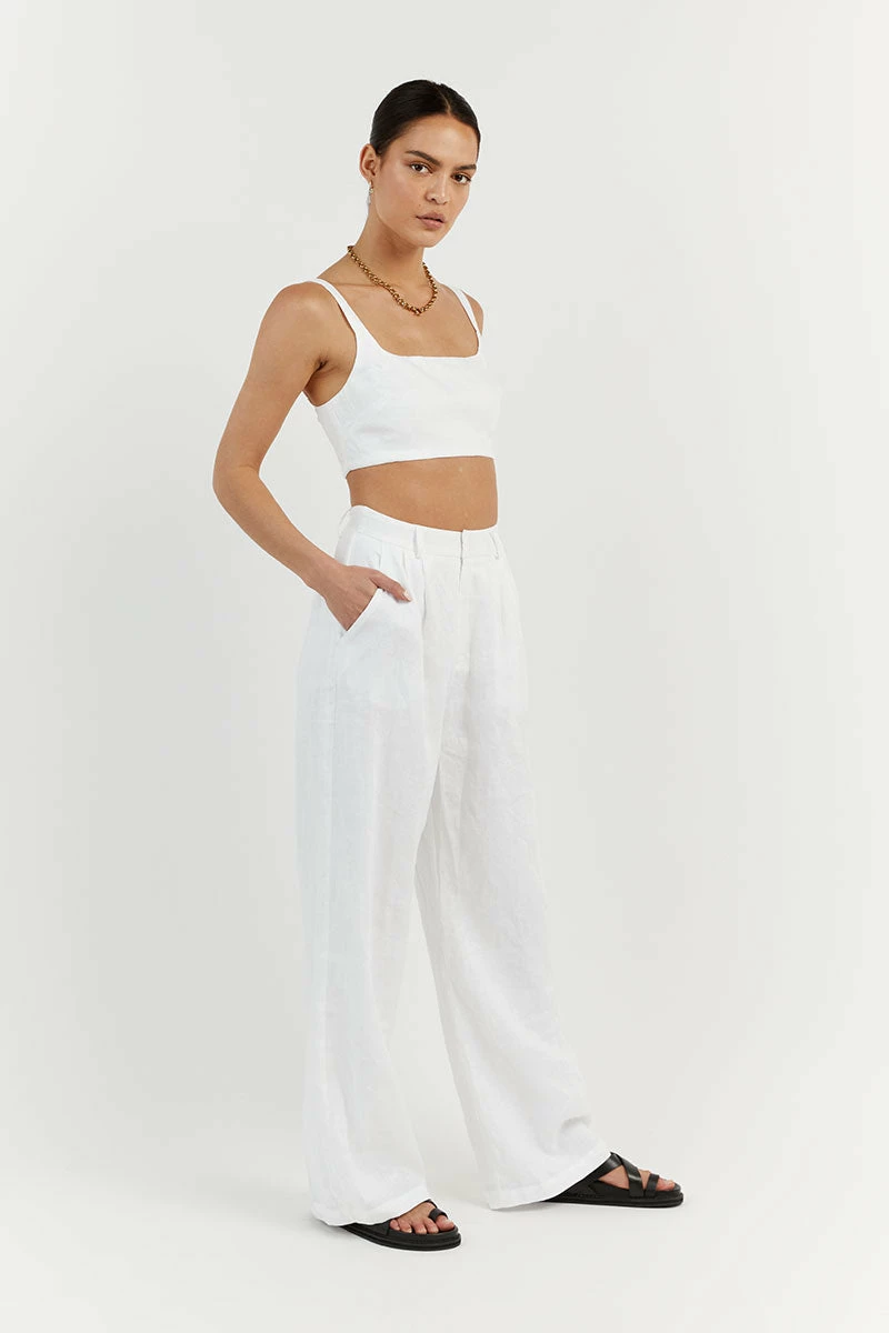 DISSH PENNY WHITE LINEN CROP TOP 3 DISSH PENNY WHITE LINEN CROP TOP - Image 3