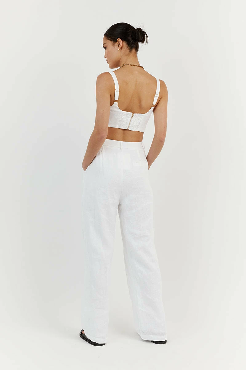 DISSH PENNY WHITE LINEN CROP TOP 4 DISSH PENNY WHITE LINEN CROP TOP - Image 4