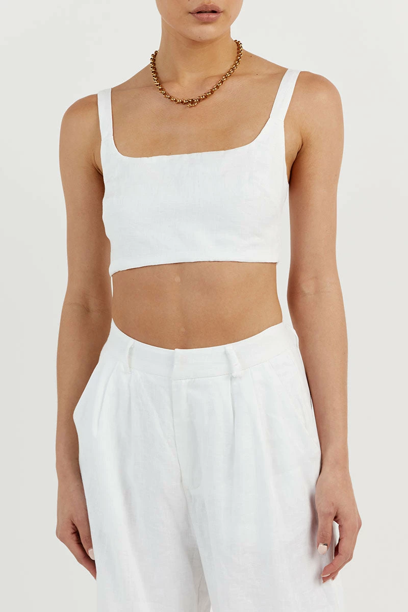 DISSH PENNY WHITE LINEN CROP TOP 5 DISSH PENNY WHITE LINEN CROP TOP - Image 5
