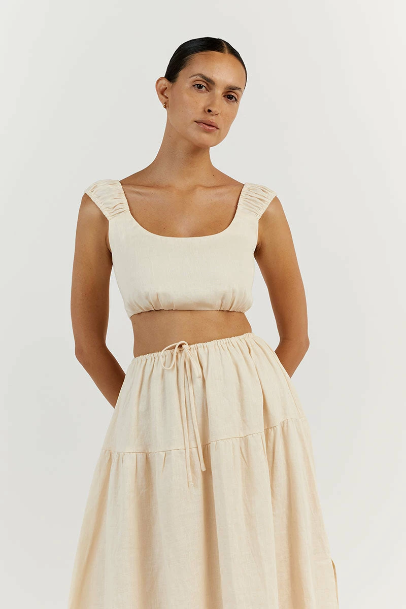 DISSH ABBY BUTTER LINEN CROP TOP 2 DISSH ABBY BUTTER LINEN CROP TOP - Image 2