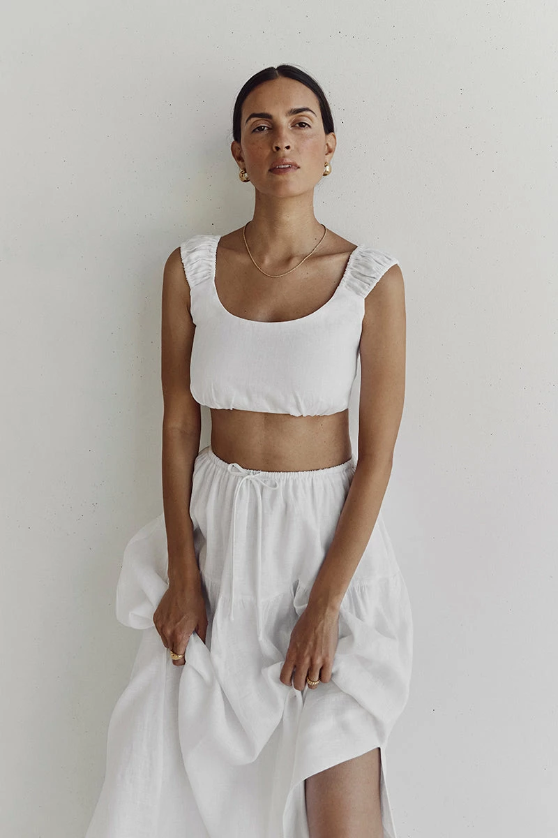 DISSH ABBY WHITE LINEN CROP TOP 6 DISSH ABBY WHITE LINEN CROP TOP - Image 6