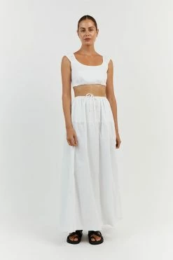 DISSH ABBY WHITE LINEN CROP TOP