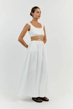 DISSH ABBY WHITE LINEN CROP TOP 8 DISSH ABBY WHITE LINEN CROP TOP -DISSH all-clothing Shop DFS04260WE.100 12