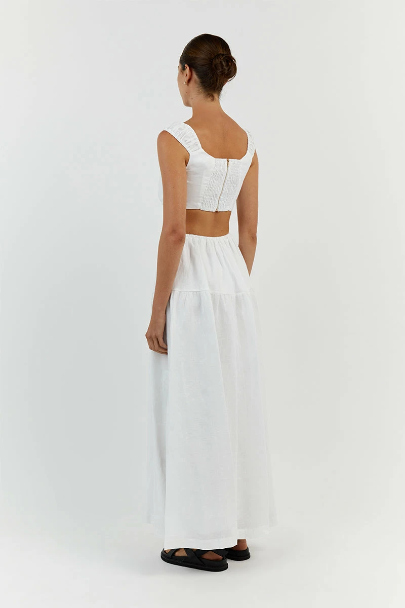 DISSH ABBY WHITE LINEN CROP TOP 4 DISSH ABBY WHITE LINEN CROP TOP - Image 4