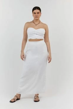 DISSH ROBERTS WHITE LINEN MIDI SKIRT -DISSH all-clothing Shop DFS05038WE.100 10