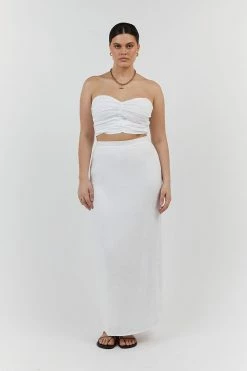 DISSH ROBERTS WHITE LINEN MIDI SKIRT -DISSH all-clothing Shop DFS05038WE.100 11