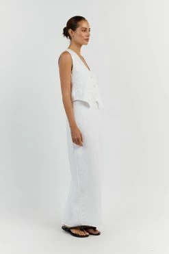 DISSH ROBERTS WHITE LINEN MIDI SKIRT -DISSH all-clothing Shop DFS05038WE.100 12 016fabdb a3f4 45a4 8c22 684c0a573416