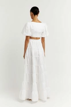 DISSH AISLE WHITE LINEN TIER LONG SKIRT 10 DISSH AISLE WHITE LINEN TIER LONG SKIRT -DISSH all-clothing Shop DFS05068DWE.100 4