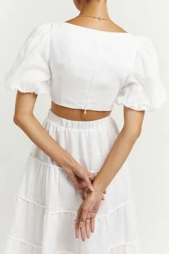 DISSH AISLE WHITE LINEN TIER LONG SKIRT 11 DISSH AISLE WHITE LINEN TIER LONG SKIRT -DISSH all-clothing Shop DFS05068DWE.100 5