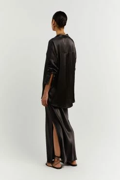 DISSH SIMONE BLACK SATIN MIDI SKIRT -DISSH all-clothing Shop DFS05076BK.600 4
