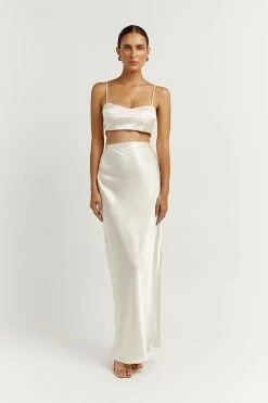 DISSH SIMONE PEARL SATIN MIDI SKIRT