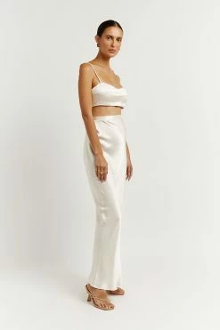 DISSH SIMONE PEARL SATIN MIDI SKIRT -DISSH all-clothing Shop DFS05076CRE.140 2