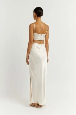 DISSH SIMONE PEARL SATIN MIDI SKIRT -DISSH all-clothing Shop DFS05076CRE.140 3