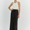DISSH BOBBY BLACK SATIN BIAS CUT SKIRT
