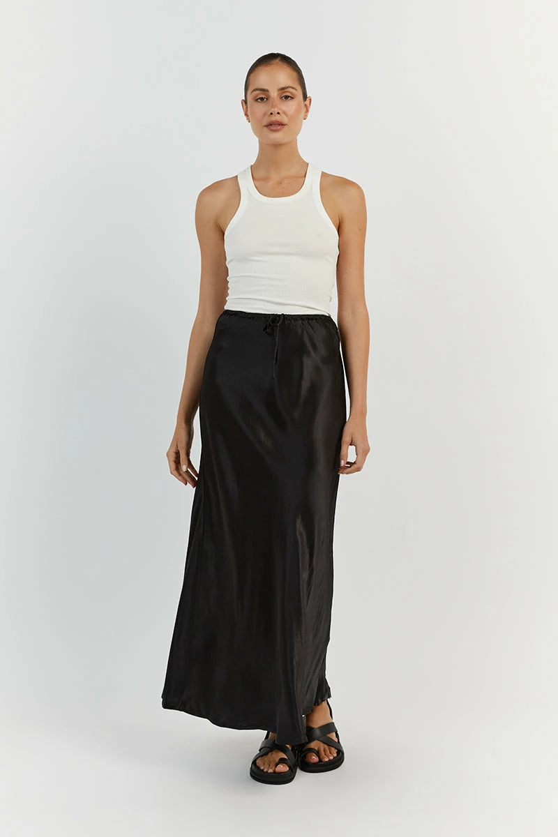 DISSH BOBBY BLACK SATIN BIAS CUT SKIRT 2 DISSH BOBBY BLACK SATIN BIAS CUT SKIRT - Image 2